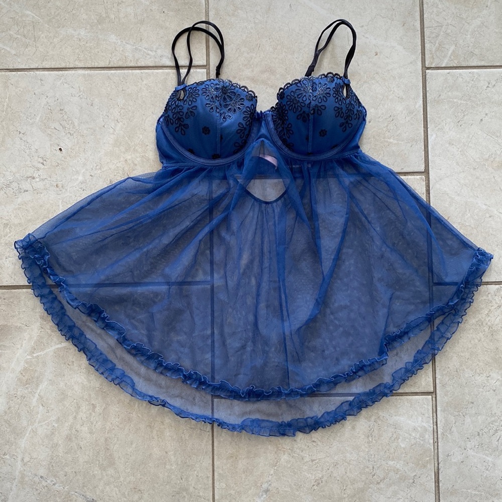 VS Sexy Little Thing Blue & Black Lingerie Top